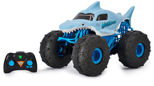 Monster Jam Megalodon Storm, RC Truck, amphibious vehicle with shark design for land and water, 1:15 scale - easy to operate, for ages 4 and up.