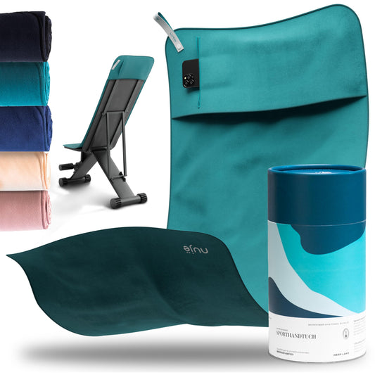 nujë Fitness Towel with Gift Packaging I with Pocket Microfiber I Sports Towel Gym I Extra Large & with Sleeve for all Equipment I Gym Towel I Gym Towel