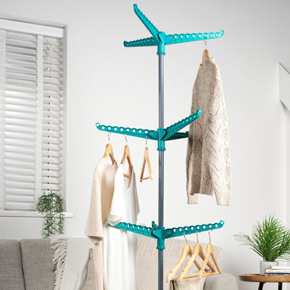 Beldray LA039552TQEU 9-arm Clothes Airer - 3-tier Clothes Rack, 15kg, Space-saving Storage, Foldable, Airer, Rigid Arms for Hanging Hangers