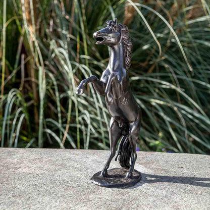 IDYL bronze sculpture. A rearing horse, 24x7x19 cm. Handcrafted animal figure, perfect for garden or home decoration. High-quality craftsmanship, weatherproof.