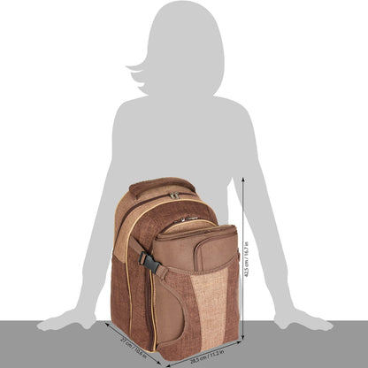 BRUBAKER picnic backpack for 4 persons brown 28.5 × 42.5 x 19 cm - incl. cooler compartment + fleece picnic blanket with waterproof underside