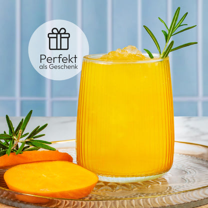 Concept Ribbed Glasses Set of 6, 320ml drinking glasses, dishwasher safe water glasses