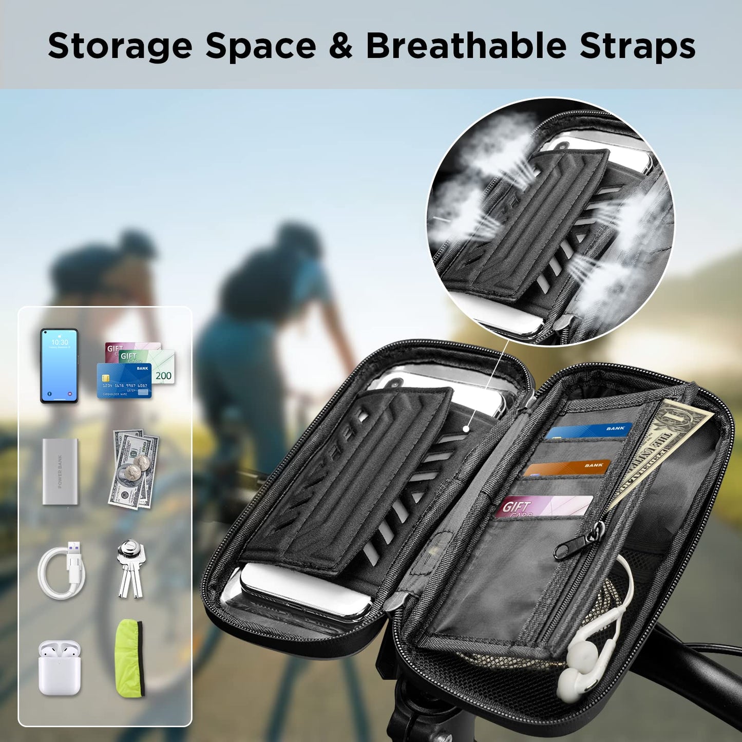 Vitalismo Waterproof Phone Holder Bike Handlebar Bag with 360° Rotatable Bike Mount for 7 Inch Smartphone GPS with Rain Cover.