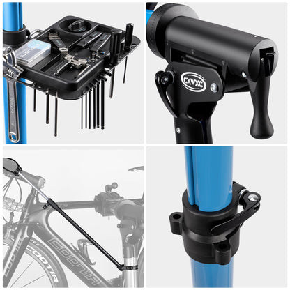 CXWXC Bike Stand Aluminum Bike Repair Stand Foldable Bike Stand for E-Bike/Mountain Bikes, Bike Repair with Magnetic and 360° Rotatable Head