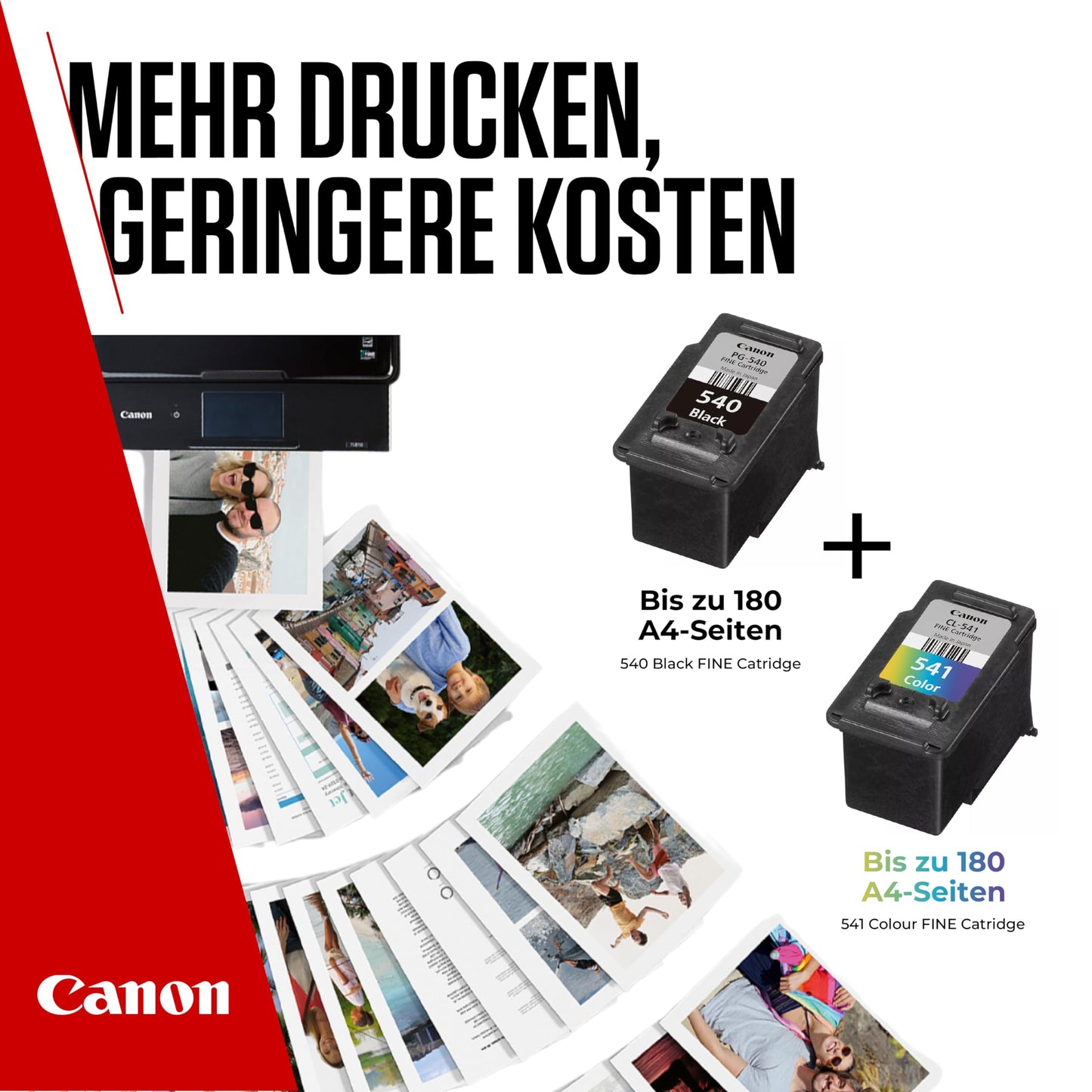 Canon Ink & Paper Multipack - PG-540/CL-541 Original Printer Ink Cartridges 2-Pack (1 x Black, 1 x Color cartridges) & 4x6 Photo Paper (50 sheets) For PIXMA TS5150, TS5151, MG3650s, MG4250