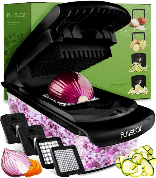 Vegetable cutter spiralizer mandoline - Vegetables Chopper Onion Potato Fruit Slicer (4-in-1 - Black)
