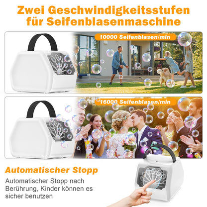 Bubble Machine 16000+ /min, HassoKon Automatic Bubble Blower for Kids, Bubble Machine for Wedding/Birthday/Festival Party (White)