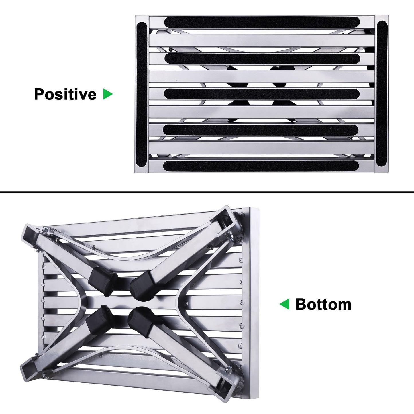 HDM 47x30x23cm Aluminum Folding Step Stool Stepladder 1 Step Work Platform Max Load 150 kg for Kitchen, Bathroom, Camping and more, Foldable Stool with Anti-slip Mat
