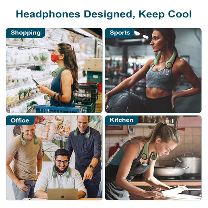 CIVPOWER Portable Neck Fan, hands-free fan, cooler, personal fan, 3 speed settings, USB powered neck fan for outdoor and indoor use, light green