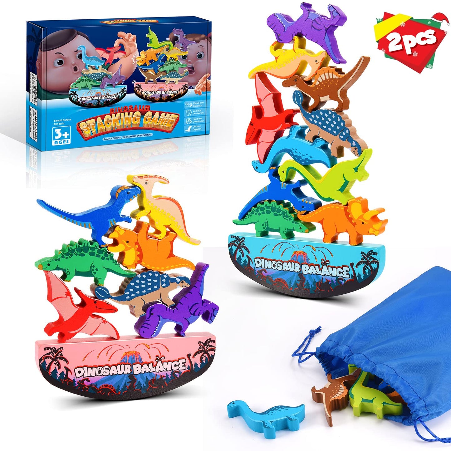 DejaNard Montessori toy for 3 4 5 6 year old Dino Boy Stack Stones Kids Toy - Christmas Gift Girl 3-7 years Games Motor Skills Toy