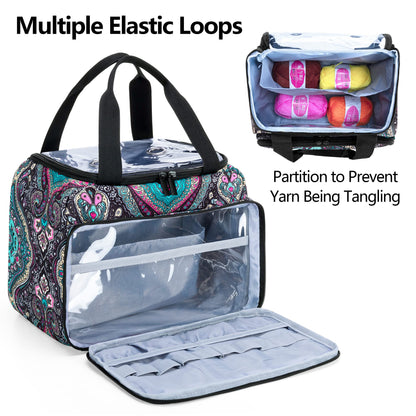 LoDrid Small Yarn Storage Bag, Portable Knitting Bag for Knitting Set & Crochet Accessories, Travel Crochet Yarn Project Organizer for Knitting Accessories Set for Adults, Totem (Bag Only)