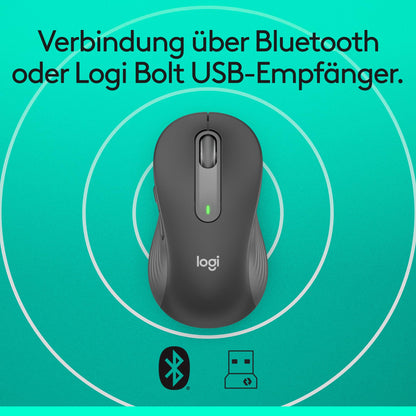 Logitech Signature M650 Wireless Mouse - for small to medium hands, 2-year battery life, silent clicks, customizable side buttons, Bluetooth, multi-device compatibility - Graphite