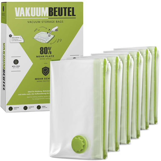 NORDIC® - Vacuum bags for clothing - 6x size S (60x40cm) - BPA free - Includes labels - Small vacuum bags - Clothing vacuum storage bags
