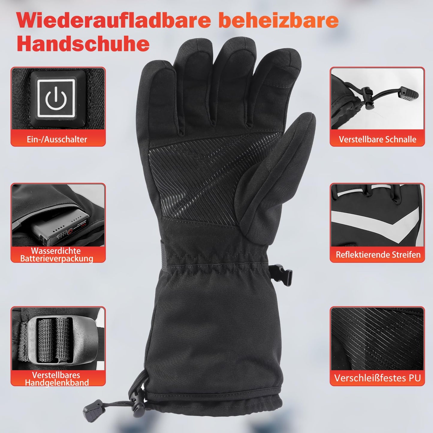 Tantu Heated Gloves for Men and Women, Heated Gloves with 7.4V/2×5000mAh Rechargeable Batteries, 4 Heat Settings Choose Gloves with Heating for Skiing Camping Hiking Motorcycle Gloves