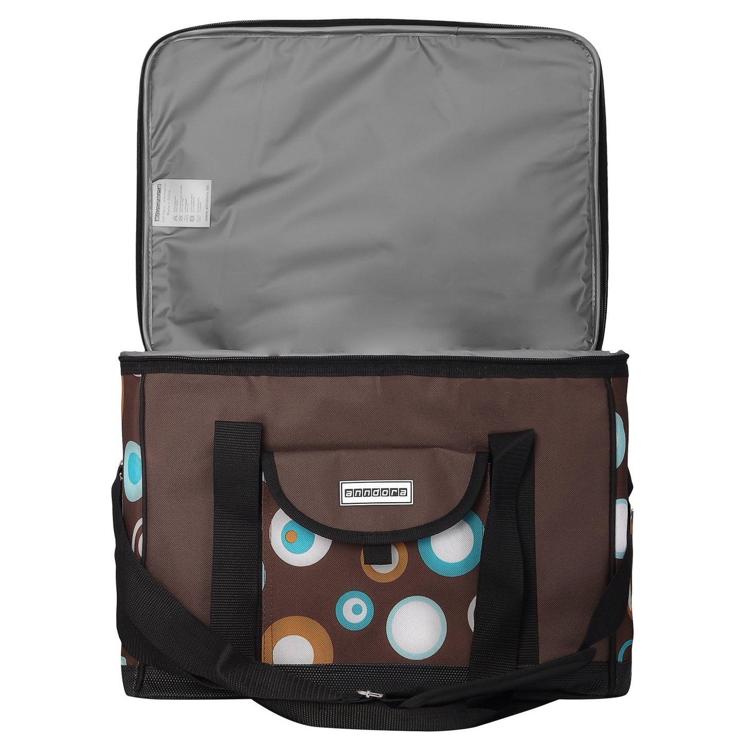 Anndora cooler bag XL brown light blue 40 liters - cooler box insulated bag picnic bag