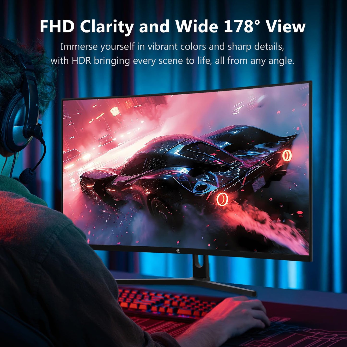 Z-Edge 32-inch Curved Gaming Monitor with 240Hz 1ms MPRT Full HD LED display, 16:9 1500R curved screen, 280cd/m² brightness, Freesync, DisplayPort 1.4 & HDMI 2.0.
