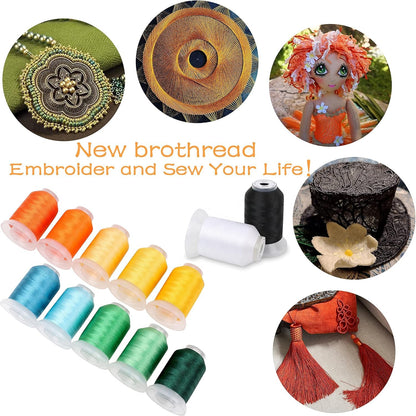 New brothread 40 Brother Colors Polyester Machine Embroidery Thread 500M (550Y) for Brother/Babylock/Janome/Singer/Kenmore Embroidery Machine
