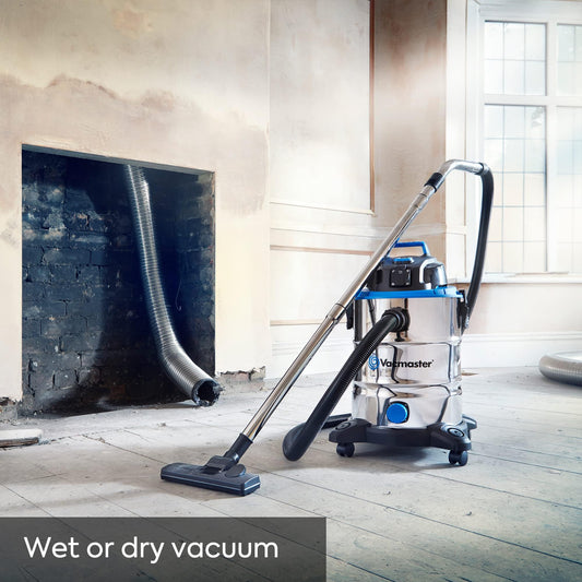 Vacmaster VQ1530SFDC 3in1 Wet and Dry Vacuum Cleaner, Floor Vacuum, Strong Suction Power, Water Drainage Outlet, Stainless Steel 1500W 30L