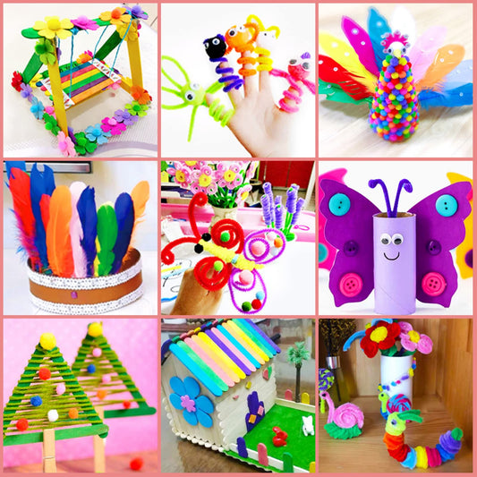 :  Without Bastelset Children, 2200+ PCS DIY Crafting Craft Kit Craft Box, Craft Felt Craft Paper Crafting Supplies Craft Supplies Craft Kit Scrapbooking, Pipe Cleaners, Pom poms, Beads
