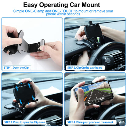 GESMATEK Car Phone Mount, 360-degree adjustable car phone holder for 4 to 7 inch smartphones, black.