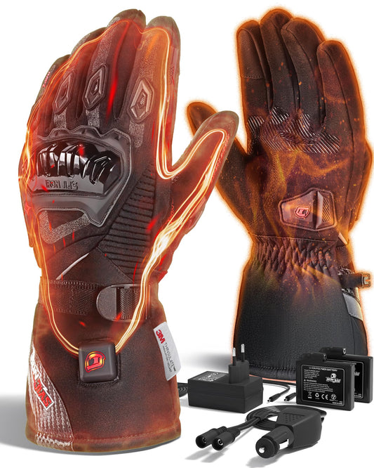 IRON JIA'S Heated Gloves for Motorcycle Men Winter 2025 New 3000mAh USB Charging 2-in-1 Cable Touchscreen Water and Windproof suitable for Riding Skiing and Mountaineering XL