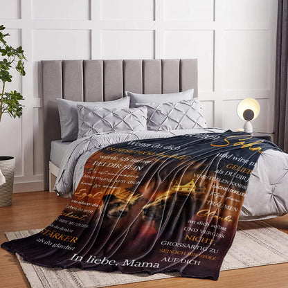 UOOYAA Cuddle Blanket Fluffy Personalized Gifts Blanket for My Son, Super Soft Flannel Blanket Throw for Son from Mom, Positive Encouragement and Love Son Fleece Blanket