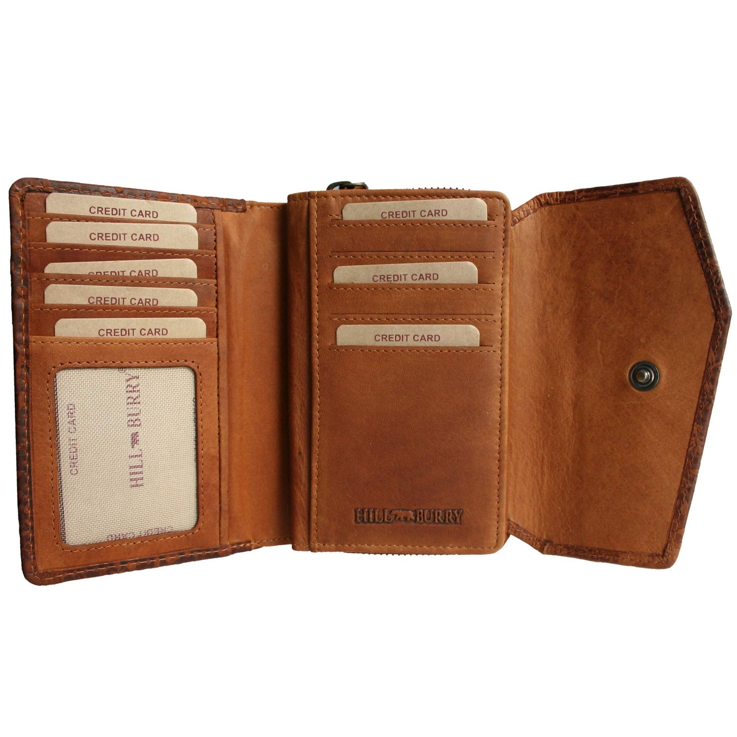 Leather women's wallet with RFID protection, Collection 2021, brown color.
