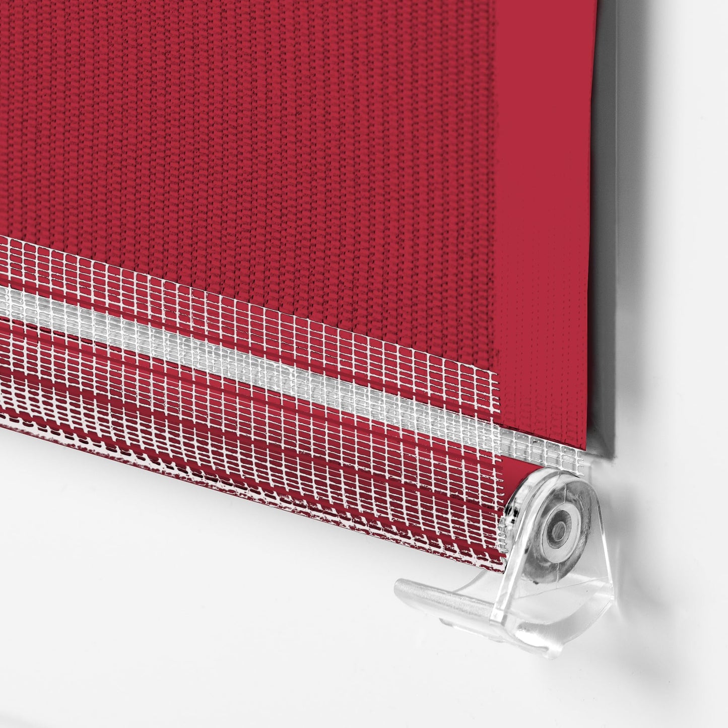 Double roller blind clamp fix without drilling 110cm x 130cm red duo roller clamp blind sun protection blind window blind for windows & doors zebra blind side pull blind.