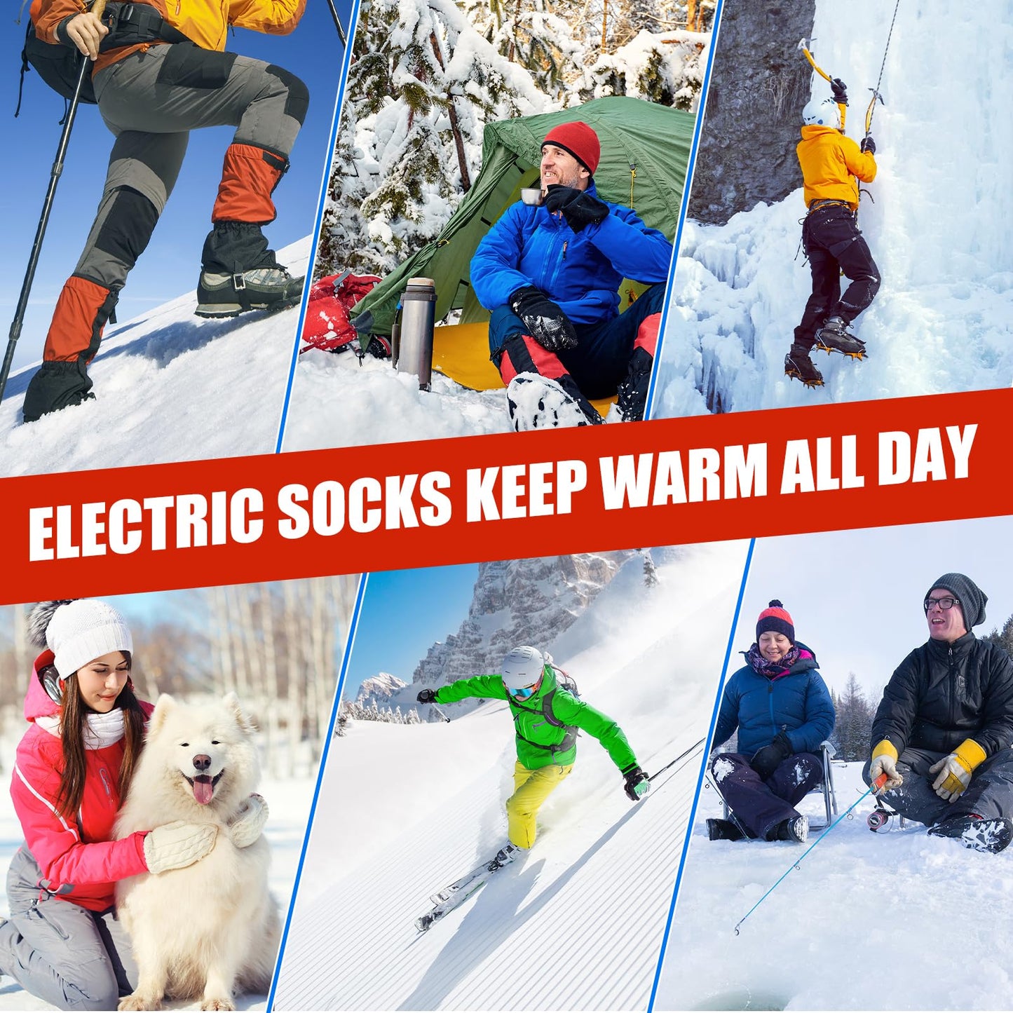 Olycism Heated Socks for Men and Women 5000mAh Battery APP Smart Control Rechargeable Heated Socks 3 Temperature Adjustable Cotton Socks, Skiing, Winter, Keeping Feet Warm (M)