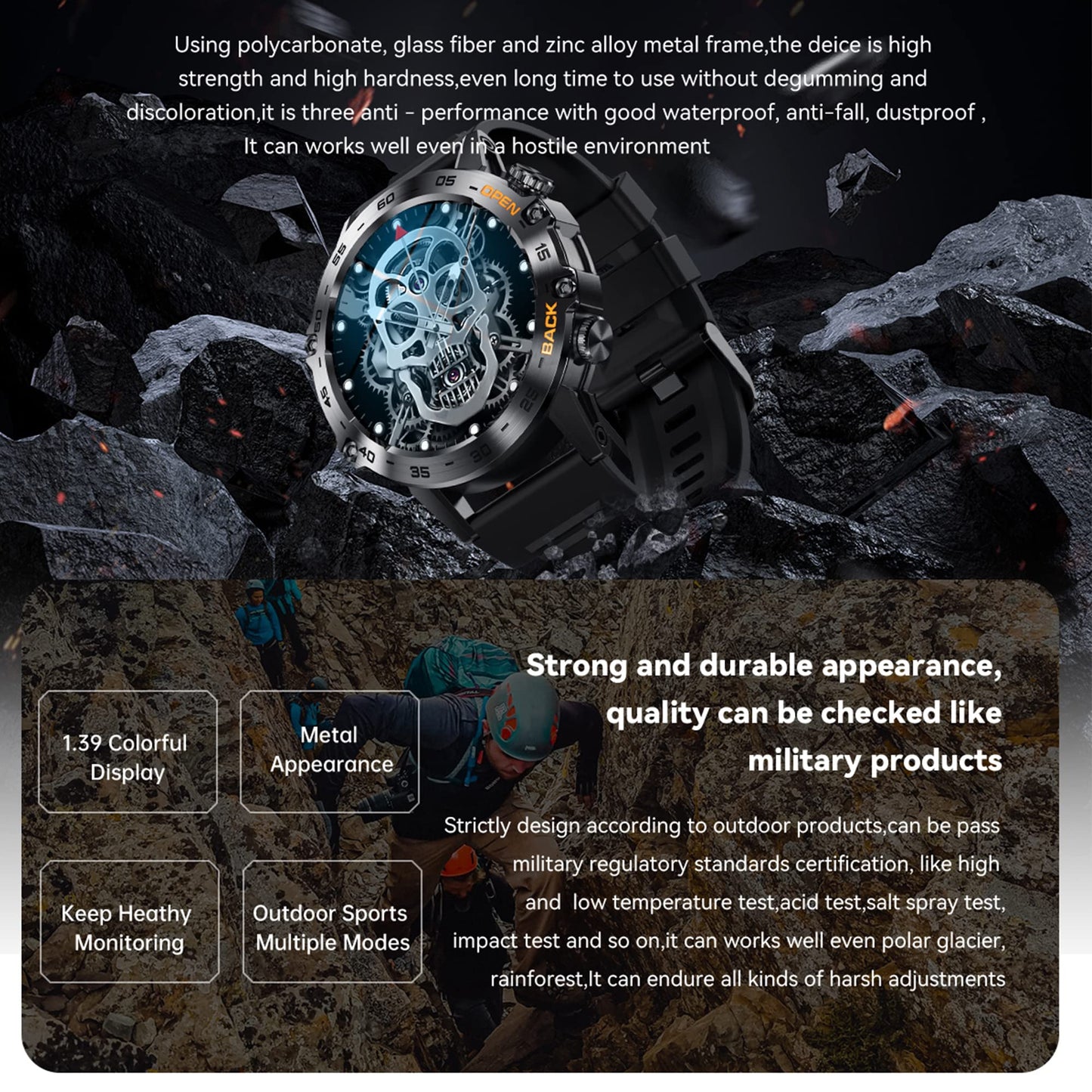 Men's smartwatch with phone function 1.39" full touchscreen watch fitness tracker 123 sports modes activity tracker 5ATM waterproof wristwatch with sleep monitor pedometer for Android iOS (Black)