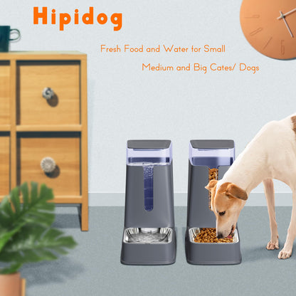Automatic cat food dispenser and cat water dispenser set, 2 pack, automatic dog food dispenser and dog water dispenser, 3.5L for small, medium, large dogs, pets, puppies...