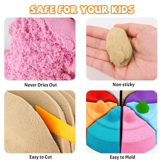 NiToy 5 kg Magic Sand Set 5 Colors, Sensory Sand Toys Magic Sand Gift, Magic Sand for Kids, perfect for creative indoor sand play, suitable for ages 3 and up.