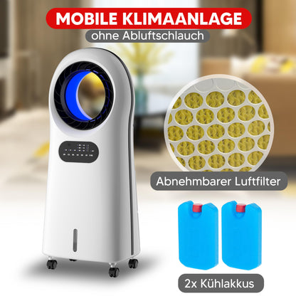 YOUNG LIFEBLADE Portable air conditioner without exhaust hose, with remote control, 8 hr timer, 60 dBA, 2in1 - air cooler, humidifier, mobile fan with water cooling, quiet portable air conditioner...