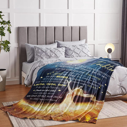 Cuddle blanket fluffy to our daughter from parents, Personalized gifts blanket German Mom and Dad to Daughter Coverlet Positively Encourage Fleece blanket Throw blanket Sofa blanket (150×200cm)