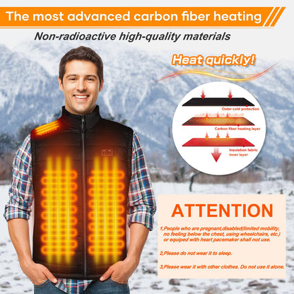 AFUNSO Heated Vest for Men and Women, Lightweight Outdoor Heat Vest for Hiking, Temperature Control Heating Zones Heated Collar, Jogging, Camping, Skiing, Fishing (Battery Not Included) - XL