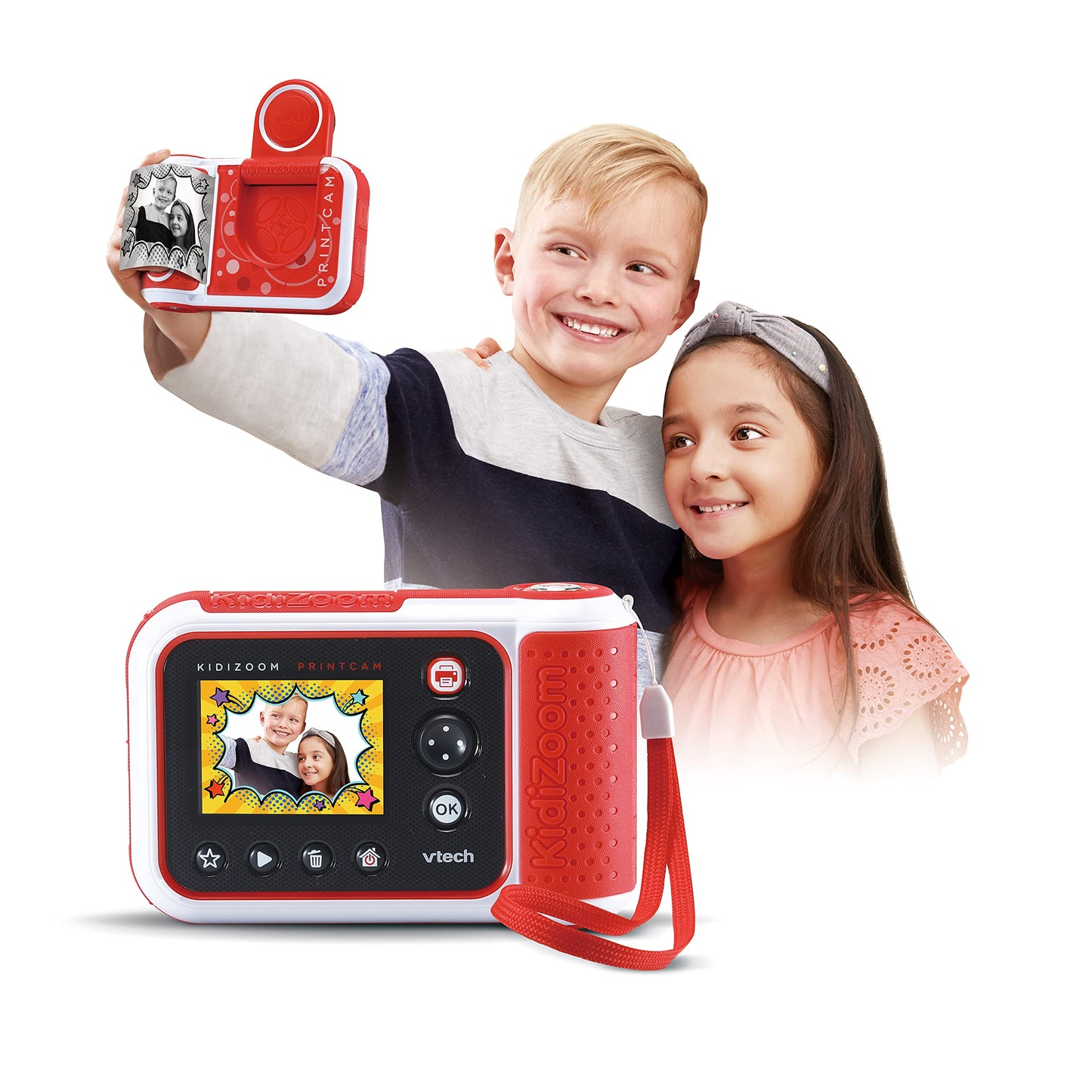 VTech KidiZoom Print Cam - Instant camera for kids with printing function, selfie and video function, ages 4-12 & KidiZoom Print Cam - Thermal paper - Vtech 80-417449 kids camera, Multicolor