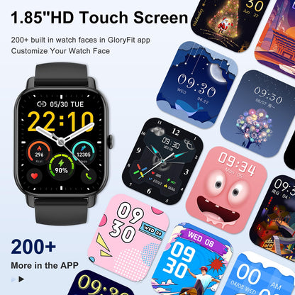 Smartwatch for women men, 1.85 inch touchscreen smart watch with Bluetooth calls, IP68 waterproof fitness tracker with heart rate monitor sleep monitor pedometer, sports watch for iOS Android