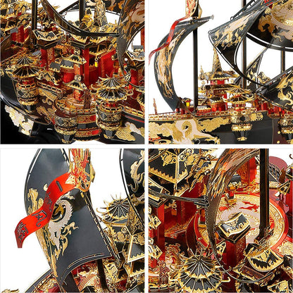 Piececool 3D Puzzle Metal Pirate Ship Wind and Waves, 3D Metal Puzzle Sailboat Ship Set, Model Ship for 340 Stainless Steel, Extra Large, Birthday Gift, Model Building Kit for Adults, 709 Pieces