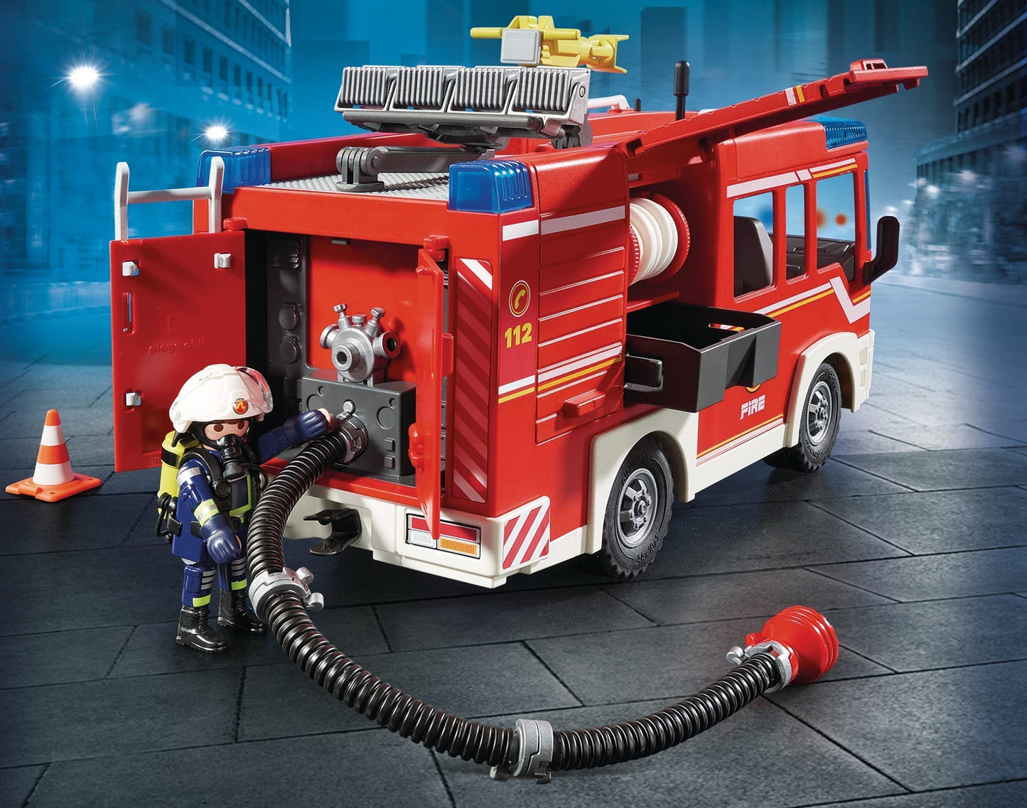 PLAYMOBIL City Action 9464 Fire Department Vehicle with Light and Sound, For Ages 5+
