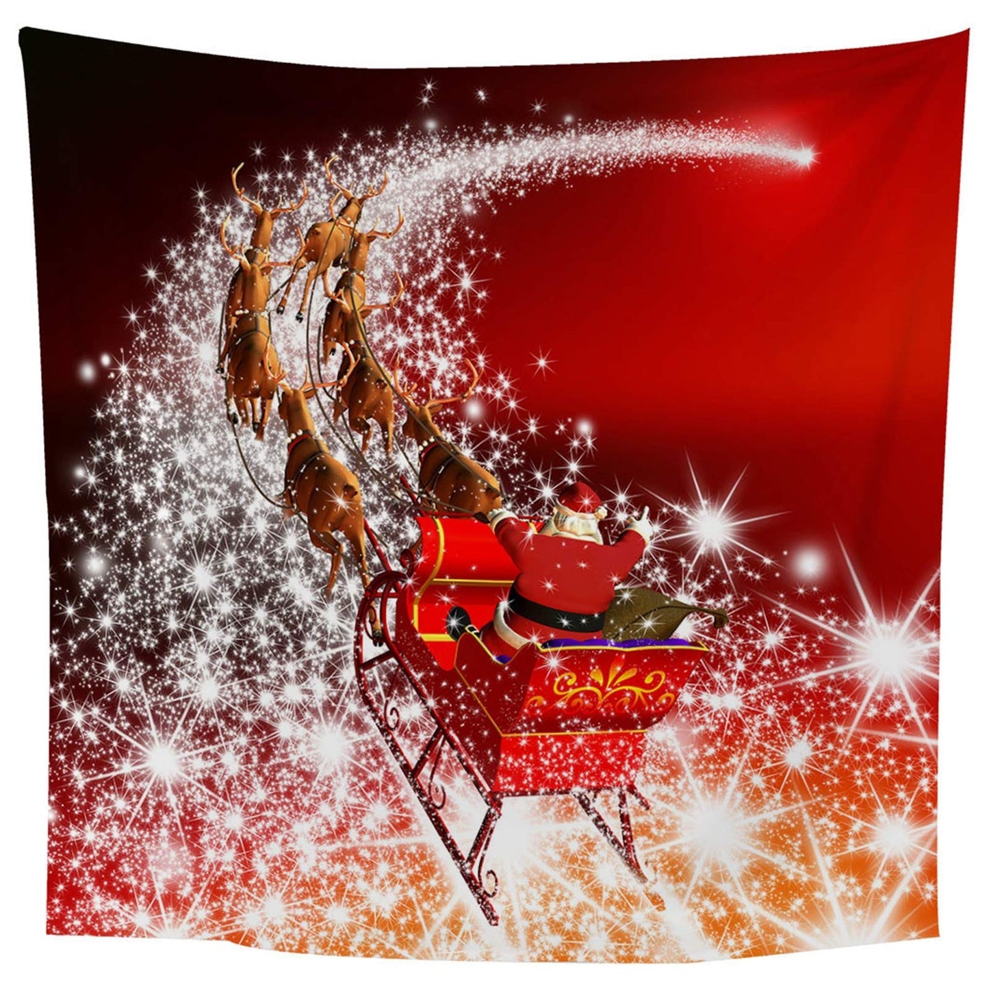 Whoiy wall hanging Christmas, wall tapestry boho 350X256cm polyester Santa Claus and elk photo background banner Christmas home decoration