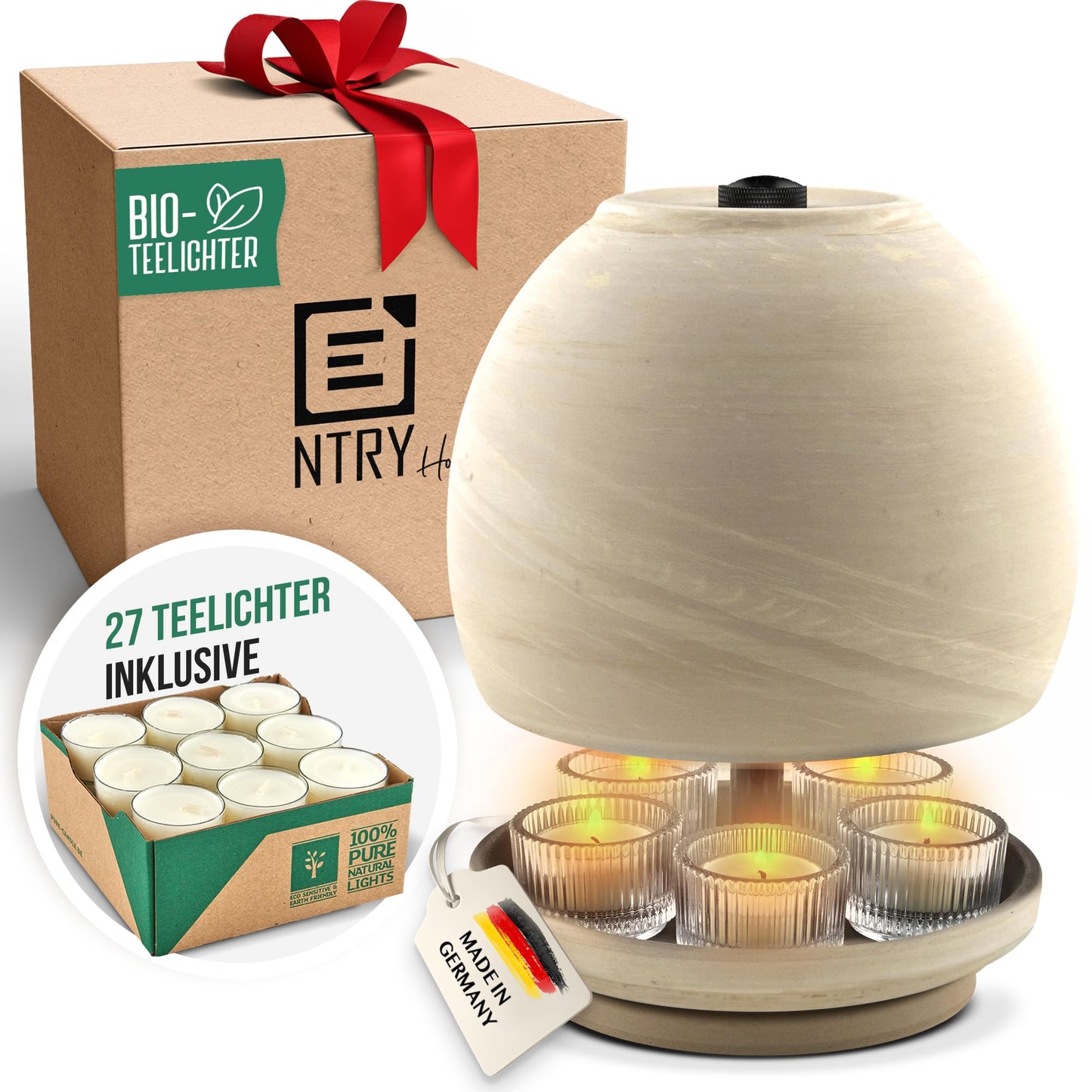 NTRY Home® CandleStove Tealight Stove - Style Moon M Ø20 cm - Double-walled - Tealight Heater - Candle Stove - Table Stove - Table Heater - Table Warmer