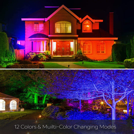 Outdoor LED floodlight, color-changing 50W, DIY flash mode, RGB floodlight with 12 colors, timer, includes remote control, IP66 waterproof.
