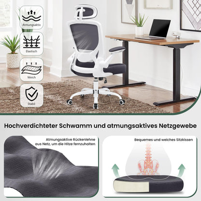 KERDOM Office Chair Desk Chair Ergonomic, Executive Chair with Adjustable Headrest, Armrests, Swivel Chair Tilt Function up to 135° Office Chair 330 lbs Dark Grey