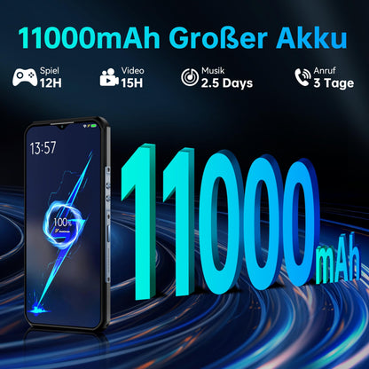 OUKITEL WP35 Outdoor Smartphone 5G - Android 14 rugged phone 11000mAh, 24GB RAM + 256GB ROM Waterproof construction phone 6.6 inch, 64MP+32MP+8MP night vision camera, NFC/GPS/Fingerprint/Face ID, Green
