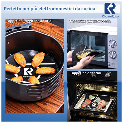 2 PIECES Induction Cooktop Mat - (magnetic) Cooktop Scratch Protector - for induction stove, multifunctional silicone mats for air fryers, microwave mat from KitchenRaku (Black, 20cm)