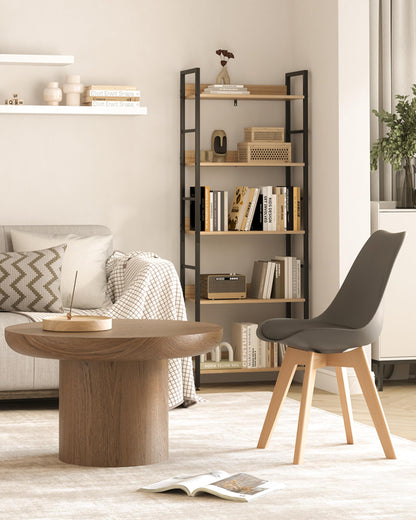 WOLTU Dining Chairs Set of 4, Scandinavian Kitchen Chairs Retro Design, Seat made of faux leather, with solid wood legs, load capacity up to 150 kg, Gray