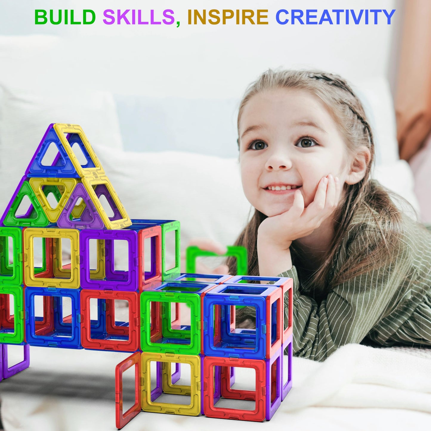 Magnetic building blocks Magnet Montessori toy for kids 40pc set Suitable for ages 3-8, ideal educational toy for boys girls gift