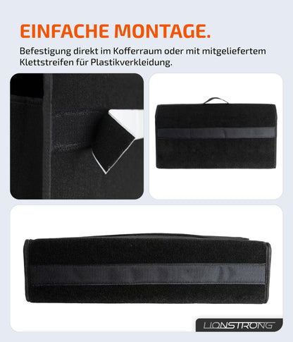 LIONSTRONG Car Trunk Organizer [PREMIUM FELT] - Foldable - Non-Slip with Velcro straps for attachment - Tool bag - Car accessories - Universally suitable for all cars.