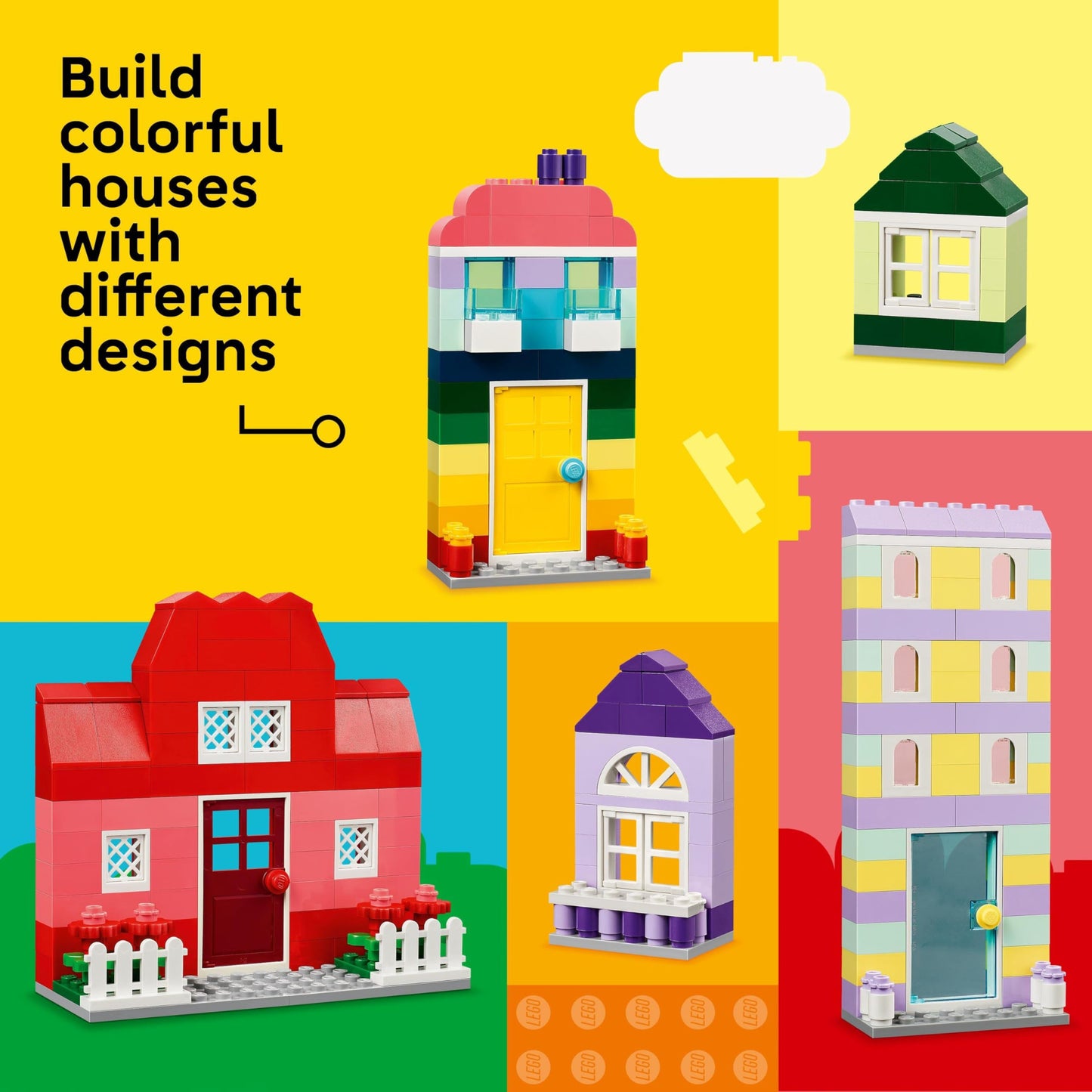 LEGO Classic Creative Vehicles, Building Blocks Set for Colorful Model Cars incl. Trucks & Classic Creative Houses, Building Blocks Set for Kids, Construction Toy