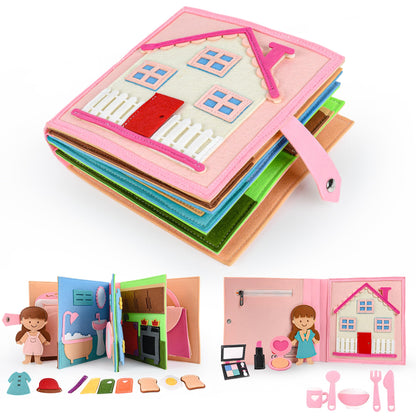 Quiet Book 2 years | Soft Fabric Baby Books Early Learning Life Skills Educational Toys 3D Felt for ages 1-6 Gift for Girls Boys